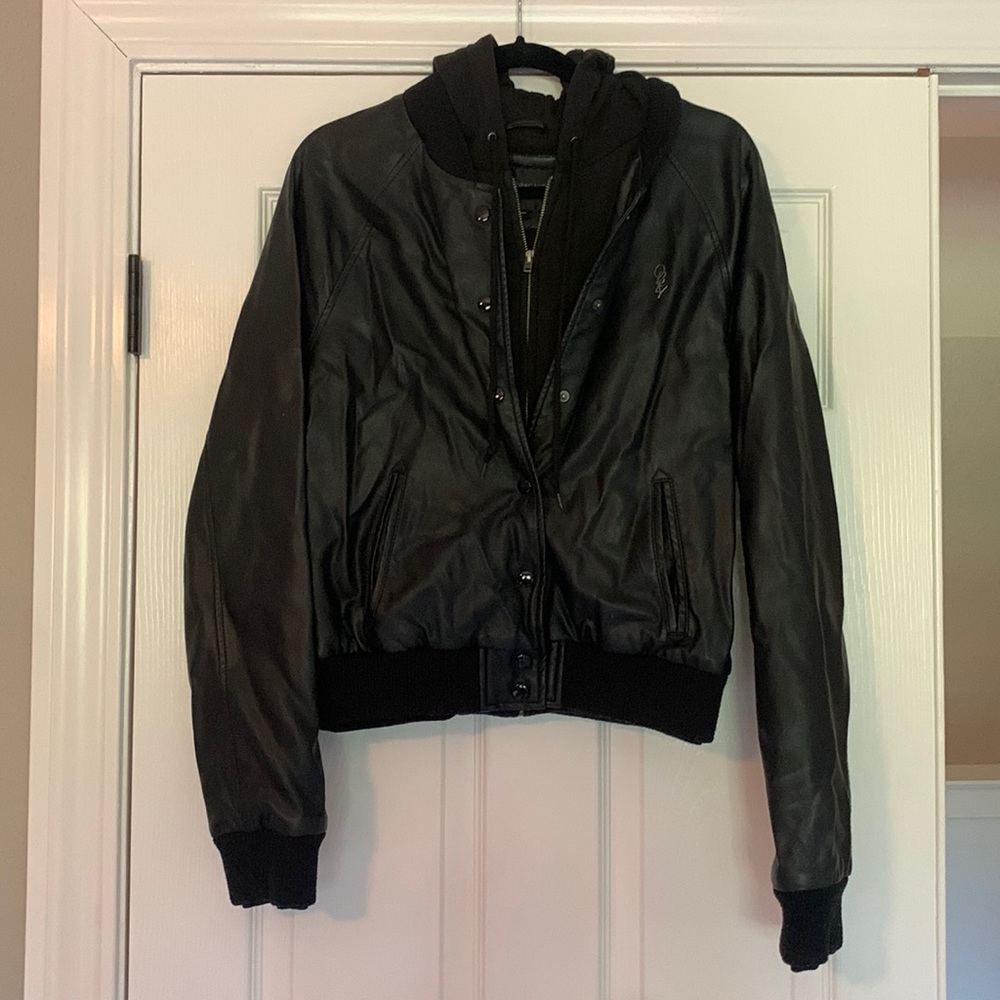 Leather hooded jacket from Obey